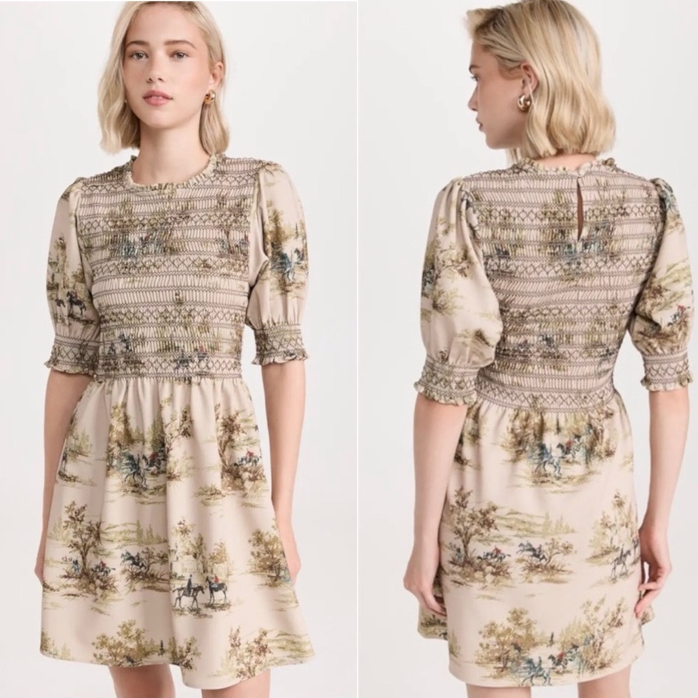 Hill House Beige Printed Mini Dress